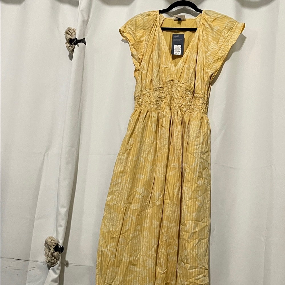 Universal Thread Yellow Midi Dress with Ruffled Sleeves